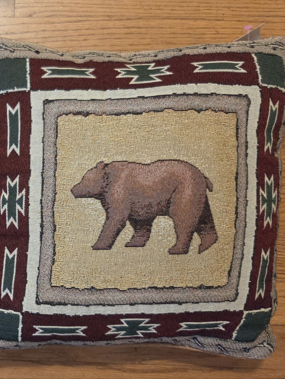 Source Unknown Brown & Green Bear Tapestry Accent Pillow